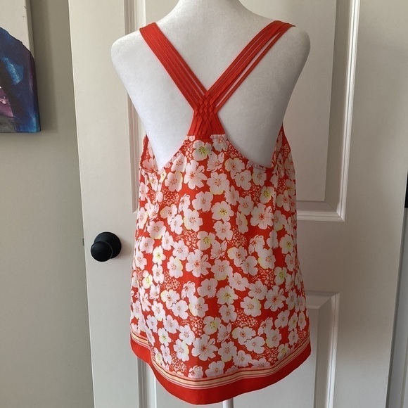 LC LAUREN Conrad large camisole blouse floral orange white - Picture 7 of 11